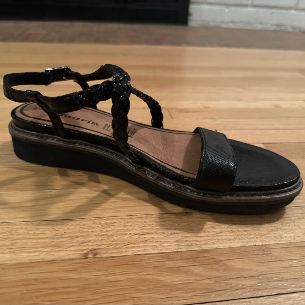 Black Minimalist Platform Sandals with Ankle Strap